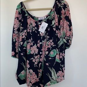 Button-down baby floral blouse